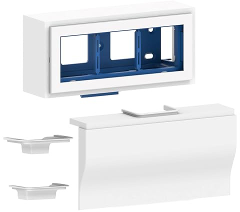 GGK - Boîtier Adaptateur Blanc pour appareillage Triple 45 x 45 - Compatible avec plinthe électrique 4D et goulottes 12 x 22/15 x 30