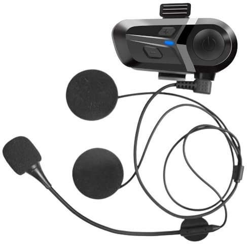 Ziyan Helm-Headset, Motorrad BT Headset, Helm Bluetooth Headset, Schwarz, Freisprechen, Musikanrufsteuerung, 15 Stunden Akkulaufzeit, Winddichter Schwamm, 5.0+EDR BT-Technologie, QE0284