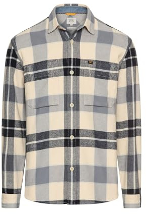 camel active Herren Flanellhemd mit Kontrastdetails und Brusttaschen Navyblau, Menswear-XXL