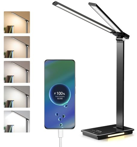 Schreibtischlampe,LED Tischlampe 700 Lumen,5 Helligkeitsstufen Dimmbar