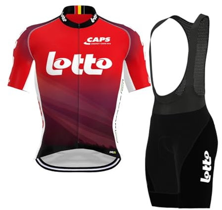 2025 Herren Pro team LOTTO Radtrikot Set, Kurzarm Fahrrad bekleidung Lätzchen Kurzsets Gel Pad（4XL