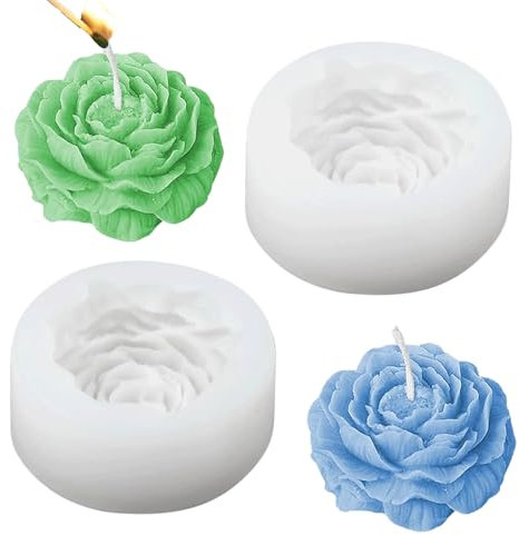 2 Stück Kerzen Silikonformen, Pfingstrose Kerzen Gießen Formen, Kerzen Silikonformen 3D Silikonform Kerzen Blumen Kerzengießformen für DIY Handgefertigten