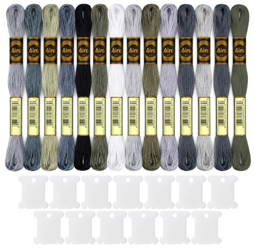 dmc Grey Embroidery Threads, Sewing Thread Kit - Grey Series Cross Stitch Floss (14 Skeins Per Pack)