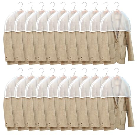 Kleidersäcke Set, 20 Stück Kleiderschutzhüllen Transparenter Staubschutz Kleidersäcke Schulter Schutzhüllen Staubschutz Schultercover für Blazer, Hemden, Schulterpolster Schutzhüllen, 60x30x5cm
