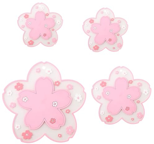 LaresDay 4er Set Topfuntersetzer aus Silikon - Extrem hitzebeständig bis 280°C, BPA-frei & rutschfest-Untersetzer für Töpfe, Teekannen und Pfannen-Silikon Unterlage für die Küche (Rosa Kirschblüte)