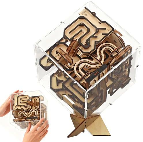 nicknack 3D träpussel vuxna murmelbana trä, 3D-pussel labyrint spel pysselset, kulbana trä gåtoråda, gör-det-själv träbyggsats pengapresenter för män vuxna barn