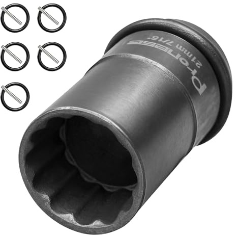 Pronese 42Cr-Mo 1/2 Drive 21mm Bi-Hex Impact Socket 52mm Depth with 5 Pcs Retaining Pins and 5Pcs O-Rings (5 Pairs) for Impact Wrench Scaffolding Coupler and Pipe Clamps