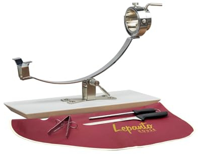 FERRETERIA LEPANTO Jamonero Giratorio Basculante con Base de Fibra Efecto Granito, Soporte jamonero con Base Efecto Flotante, jamonero Modelo Gala (Set Arcos Burdeos)