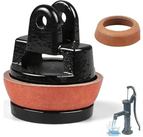 LatoYard Gusseisen Manuelle Wasserpumpe Reparatur Set mit Lederdichtung für Griffpumpe Typ 75 Kolben Braun + Schwarz