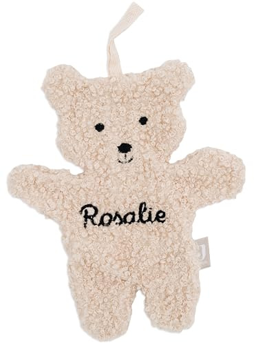 wunderwunsch Jollein Teddy kleines Schnullertuch personalisiert für Baby, Kind, als Geschenk zur Geburt für Kinder und Babys, mit Namen auf Wunsch (Bär Hellbraun)