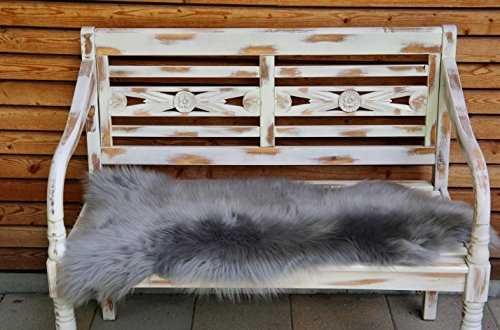 Hollert German Leather Fashion Lammfell - SCHWARZ und GRAU TÖNE echtes Merino Lammfell aus bayerischen Schäfereien kuschelig weich Größe 100-110, Farbe Grau