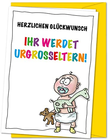 bernsteinfee-CARDS XL Karte Urgroßeltern, Schwangerschaft verkünden, Glückwunschkarte Uroma Uropa, Babykarte, Schwangerschaftskarte, Karte Nachwuchs Oma Opa - inkl. Umschlag (DIN A5)
