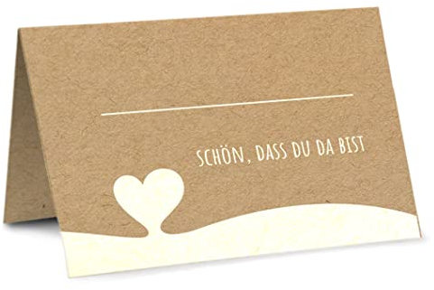 Partycards Tischkarten Geburtstag, Tischkarten Hochzeit, Tischdeko Hochzeit, Hochzeitsdeko Tisch - 50 Stück, Namensschilder, DIN A7, Platzkarten Kommunion, Namenskarten Konfirmation, Taufe
