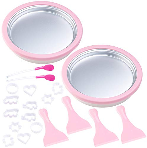 TokioKitchenWare gerolltes Eis: 2er-Set Eis-Teppanyaki-Platten zum Zubereiten von Ice Cream Rolls (gerolltes Maschine, Teppanyaki Eismaschine, Joghurt Maker)