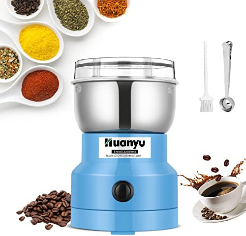Huanyu Molino Eléctrico de Grano 200g Molinillo de Especias Molinillo Eléctrico de Café Mini Molinillo Multiusos para Hierba y Granos de Café