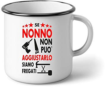 bubbleshirt Tazza in Alluminio Festa dei Nonni - se Nonno Non può aggiustarlo Siamo fregati - Evento - Idea Regalo Divertente