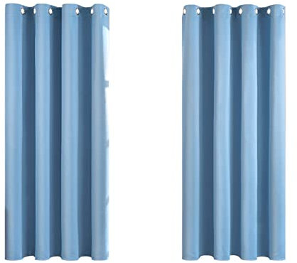 MRTREES Blackout Curtains Bedroom 54 Drop 2 Panels Sky Blue Eyelet Thermal Curtain for Living Room Soft Texture Window Treatments for Kids 46x54 Inch 117x137 CM