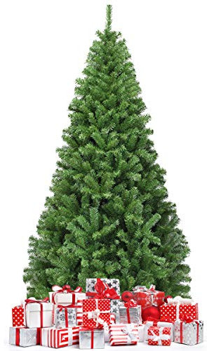 COSTWAY Sapin de Noël Artificiel 180CM, Aiguilles en PVC avec 1000 Branches Pied Métallique Solide, Arbre de Noël Idéal pour Maison,Bureau,Magasins Hôtels, Vert