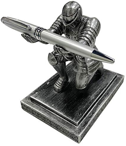 Ofiedx Executive Knight Pen Holder with a Pen Personalized Desk Accessories Decor Home Office Cool Pen Stand Iron