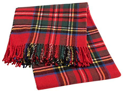 Baroni Home Gemischte Baumwolle Plaid, Rot Schottisches Sofaüberwurf, Decke Made in Italy 130x170 cm