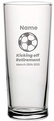 You Personalise Retirement Personalised Engraved Pint Glass - Your Custom Name & Date Football Retirement Present