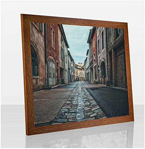 Orion Deluxe Bilderrahmen Posterrahmen 68x48 cm Puzzlerahmen Eiche Rustikal Dekor Kunstglas Klar Hintergrund Weiss
