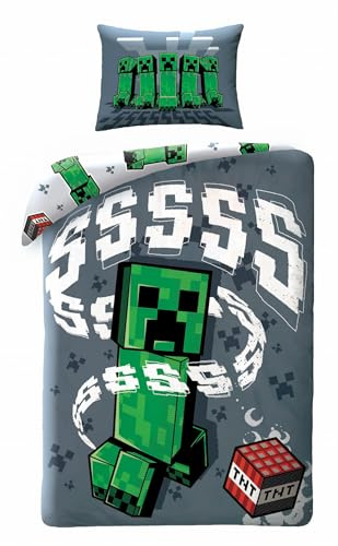 Halantex Minecraft Bettwäsche, 140x200cm + 70x90cm, 100% Baumwolle