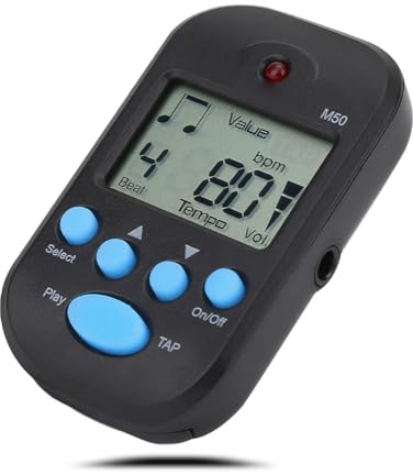 Joyzan Mini Digital Metronome, Double Channel Headphone Output Clip on Digital Volume Beat Tap Tempo Adjustment for Piano Guitar Saxophone Flute Violin Drum(Black)