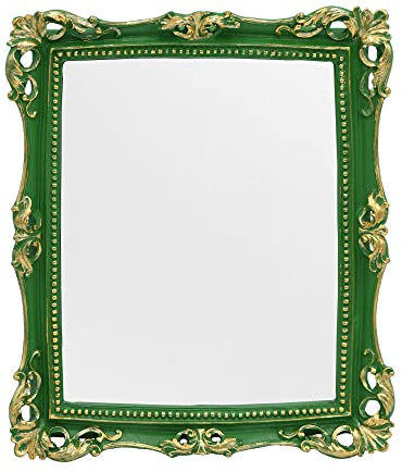 Funerom Dekorativer Vintage-Spiegel, zur Wandmontage oder auf dem Tisch, Make-up-Spiegel, quadratisch, 27,9 x 24,1 cm, Grün