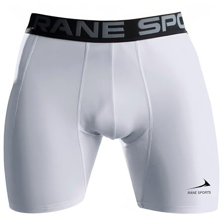 Short de Compression Fonctionnel pour Homme, Collant à séchage Rapide, Short de Course Respirant avec Poches latérales Blanc 2XL