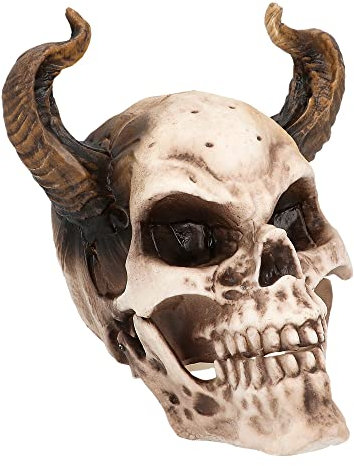 Boland 73082 - Decorazione Teschio Diavolo, 20 cm, figura di decorazione, teschio con corna, decorazione, decorazione di Halloween, decorazione per feste