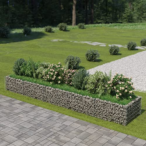 Gecheer Galvanised Steel Gabion Raised Bed - 450x90x50 cm - Durable & Weather-Resistant - Ideal for Gardens & Patios Model143553