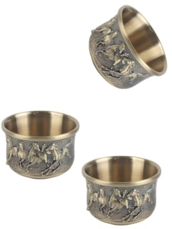 1Pcs Retro Horse Embossed Bronze Chalice Cup for Home Bar | Vintage Engraving Wine Liqueur Cup, Horse to Success Pattern, Hand Crafted