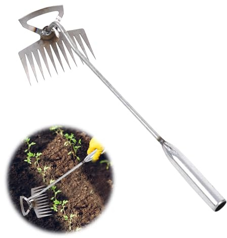 Kaezuy Gartenarbeit Hand Unkrautstecher, Unkraut Entferner Gerät, 40cm Edelstahl-Unkrautjäter, Fugenreiniger Unkraut, 4/8/11 Zähne Doppelzweck Gartenwerkzeug, Geschenk für Gärtner (11 Zähne)