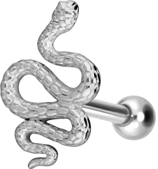 PIERCINGLINE Ohrpiercing aus Chirurgenstahl Schlange Piercing als Ohr-Stecker, Helix oder Tragus in 4 stylischen Farben