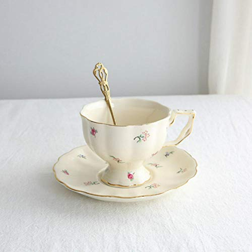 DDKYHU Bone Chicoffee Tazza Cucchiaio Piattino Set Tazza da tè pomeridiana Inglese Servizio da caffè Tazza e piattino in Porcellana da 170 ml per caffè-G