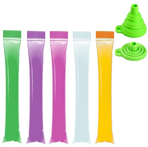 Bolsas de hielo apilables, bolsas de hielo de plástico de fácil liberación, máquina de congelación autosellante, bolsa enfriadora de hielo frío para cóctel y vino, 100 bolsas (con 1 embudo)