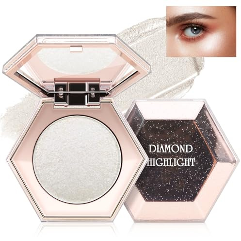 Boobeen Highlighter Makeup Highlighter Powder Palette, Shimmering Shiny Face Body Highlight Contouring Palette, Smoothing Long Lasting Glitter Illuminator with Mirror