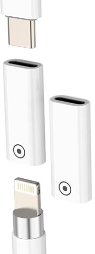 Para Apple Pencil - Adaptador Lightning hembra a USB C hembra (lote de 2) para iPad lápiz capacitivo cargador para iPhone de 1ª generación tipo c cable Jack Recambio Pen 1 Gen