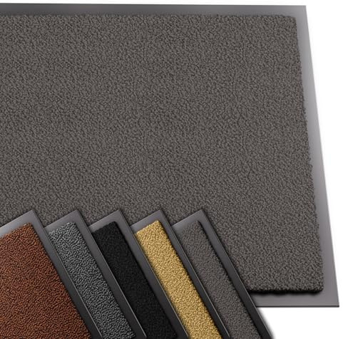 VOUNOT Hochwertige Fußmatte Innen und Außen, Schmutzfangmatte rutschfest,waschbar & wetterfest, Fussmatte für Eingangsbereich & Aussenbereich, Läufer Flur dünn 60x90cm, Anthracite