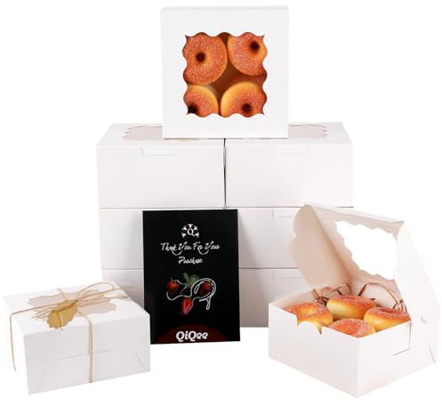 Gcardist Weiß Keks-Boxen mit Fenster 30 Stück 15,2x15,2x7,6cm Bäckerei Box Gebäck Box für Hochzeit Gunst Geburtstag ＆ Party(6x6x3 inch)