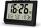 Lafocuse 10 LCD Large Display Digital Clock, Wall Mounted and Desktop, Battery Operated Electronic Clocks with Date, Day, Temperature, Snooze Function for Elderly, Living Room Bedroom Office, Black