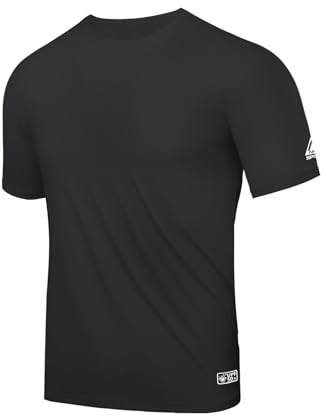 AMZSPORT Camiseta UV Hombre Rashguard UPF 50 Camiseta de Manga Corta Protección Solar Transpirable Secado Rápido Camiseta Protectora para Pesca, Surf, Senderismo, Ciclismo Negro XXL