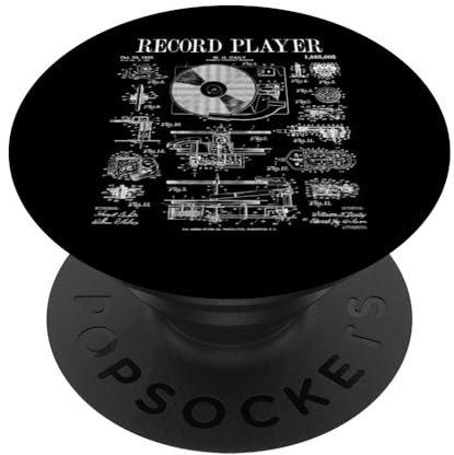 Tourne-disque vinyle vintage verni DJ phonographe PopSockets PopGrip Adhésif