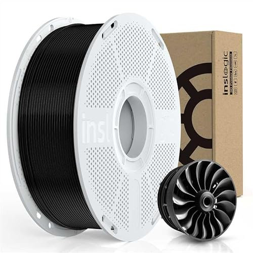 Inslogic Vorgetrocknetes Fiberon PA12-CF Nylon Filament 1.75mm 1kg Spule, Hohe Festigkeit Kohlefaser 3D Druck Filament, 260-280°C Druck Temperatur, Schwarz