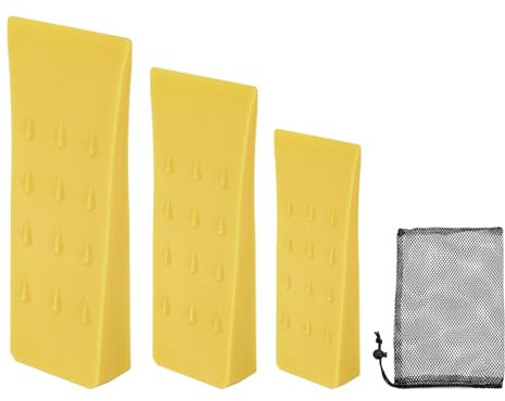 QUARKZMAN Cunei da Abbattimento in Plastica 3pz Cuneo Anteriore ABS 150/200/250 mm Cuneo Spaccalegna per Legna Alberi Legno con Borsa Accessori Forestali Foresta, Giallo