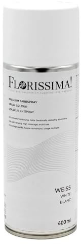 Florissima Farbspray 400ml – Sprühfarbe für Blumen, Deko & Bastelprojekte – Farben: Schwarz, Weiß, Moosgrün, Weihnachtsrot, Lila – Schnelltrocknend & Vielseitig (Weiß)