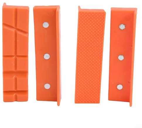 Nylon Vise Jaws Kits, 4Pcs 4/5/6 Inch Bench Vice Jaw for Pads Magnetic Soft Pad Jaw Rubbers for Metal Vise Bench Machine Tools(4inch Orange)