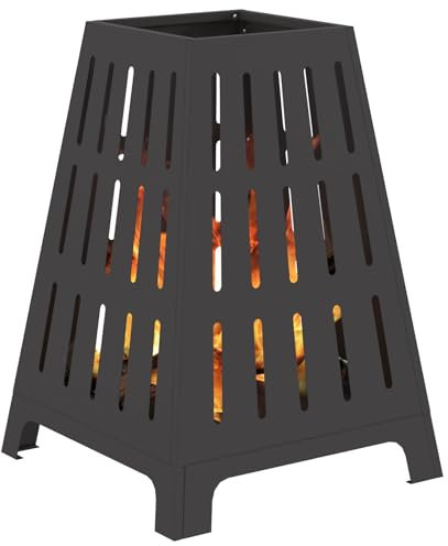 vidaXL Hoguera Negro 50 x 50 x 70 cm Acero, Hoguera Trapezoidal para jardín y terraza, Elemento Calefactor portátil, estética de Loft Urbano, Ideal para reuniones al Aire Libre