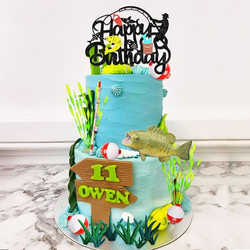 Fishing Cake Topper Fishing Birthday Decorations Gone Fishing Cake Topper | Fishing Birthday Party Decorations for Baby Shower Birthday Party Supplies
